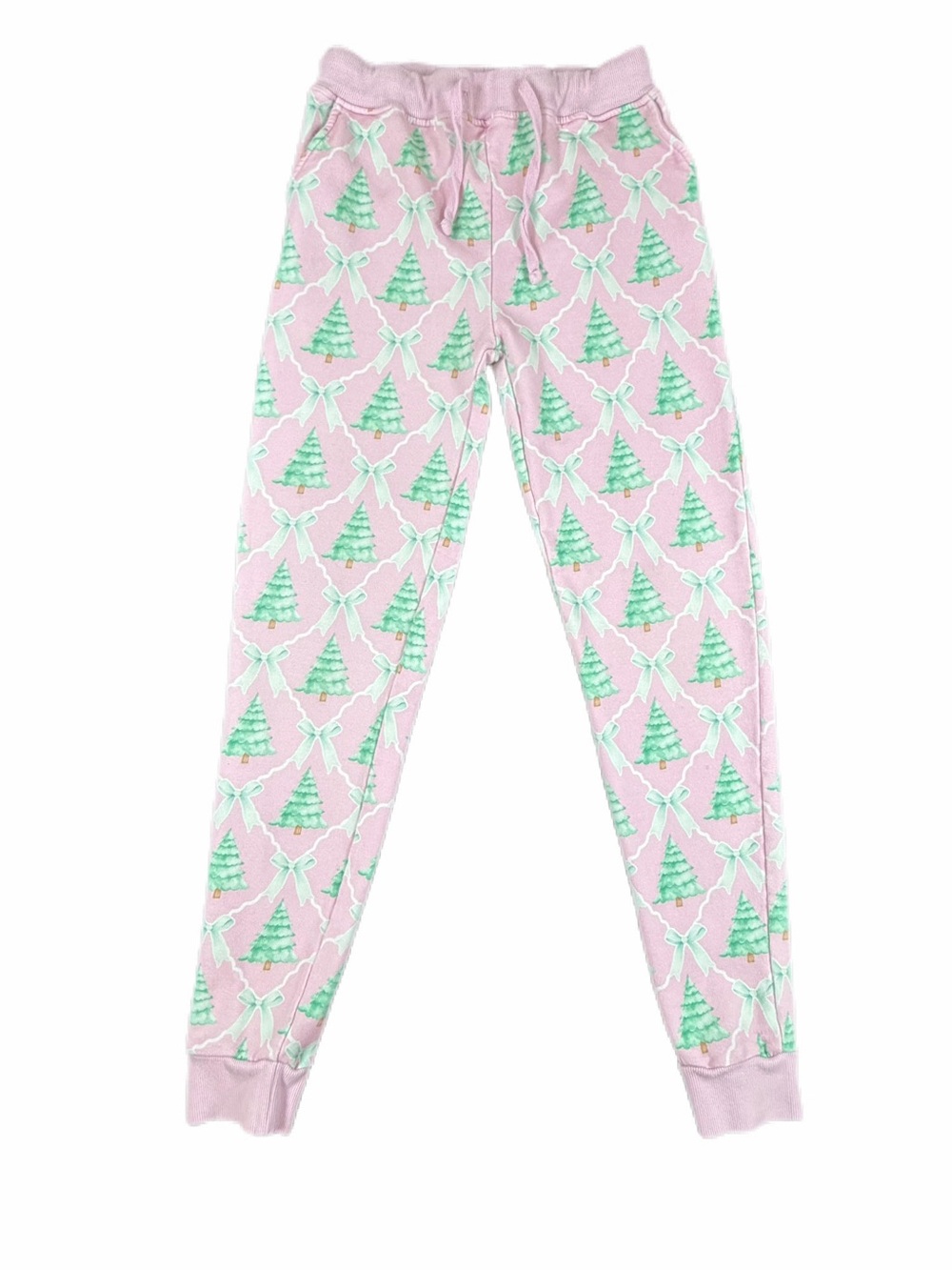BUMS & ROSES Pink Christmas Tree Fleece Joggers - 9-10